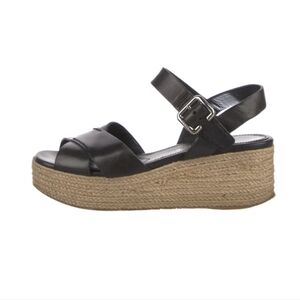 Prada Authentic Leather Braided Accents Espadrilles Women's Size: 6.5 | IT 36.5